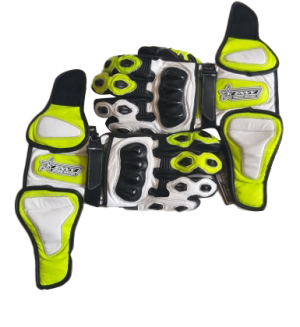 White/Fluorescent Yellow/Black Gloves