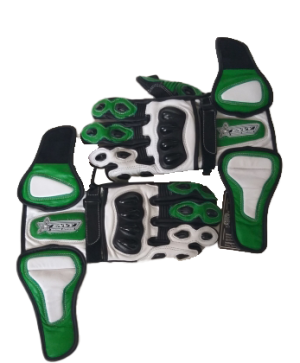 White/Green/Black Gloves