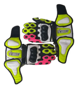 Fluorescent Yellow/White/Fluorescent Pink Gloves